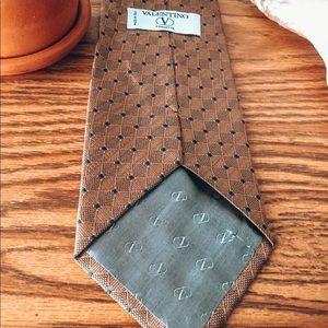 Valentino Silk Brown and Blue Patterned Silk Tie